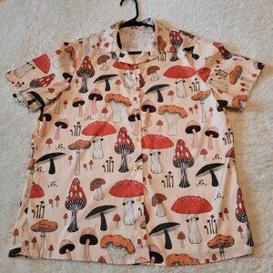 Women's Vintage look Mushroom shirt, Size Small